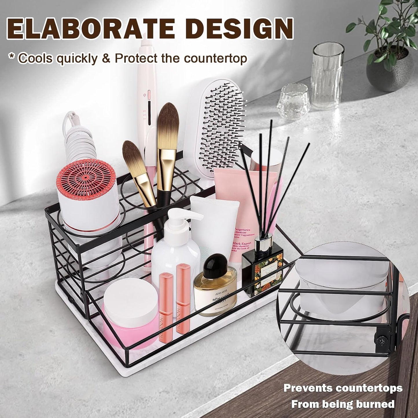 Organiz. herramientas pelo secador baño