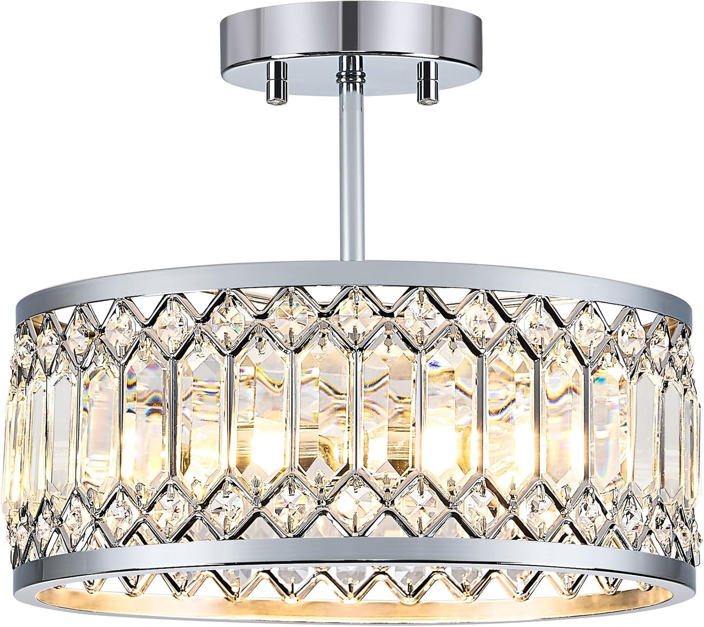 Lámpara techo cristal cromado 3 luces redonda tipo