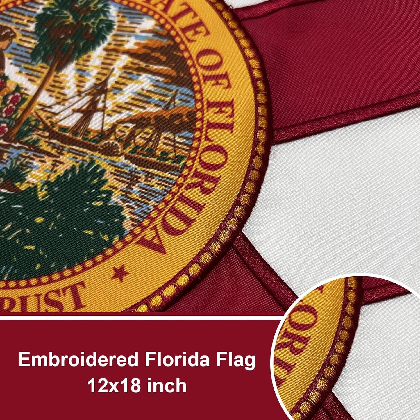 Bandera Florida 12x18" bordada para barco y hogar
