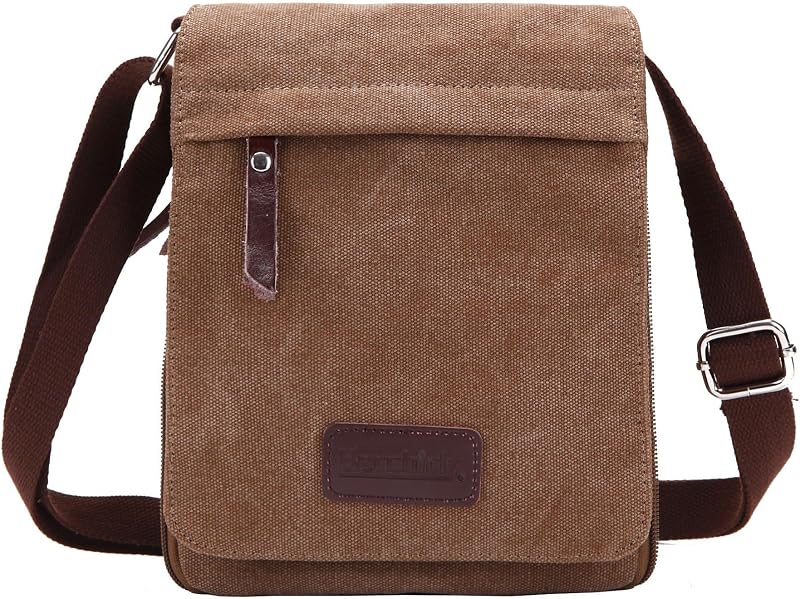 Bolso bandolera cuero vintage lona