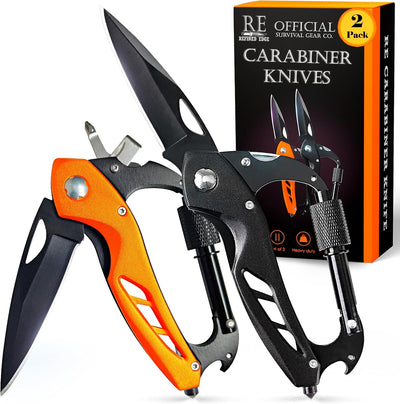 2 Mosquetones EDC Cuchillo Supervivencia Vidrio