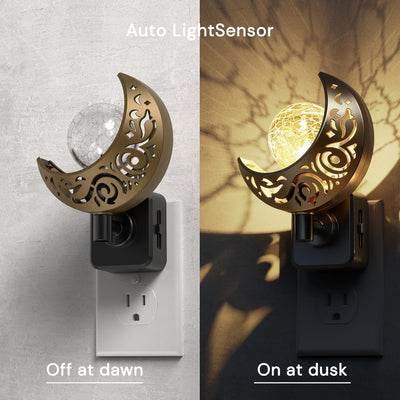 2 Luces Nocturnas Decorativas Globo Cristal Sensor Atardecer