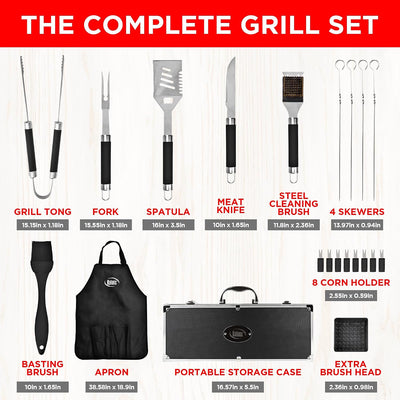 Juego Herramientas Barbacoa Acero Inox Estuche