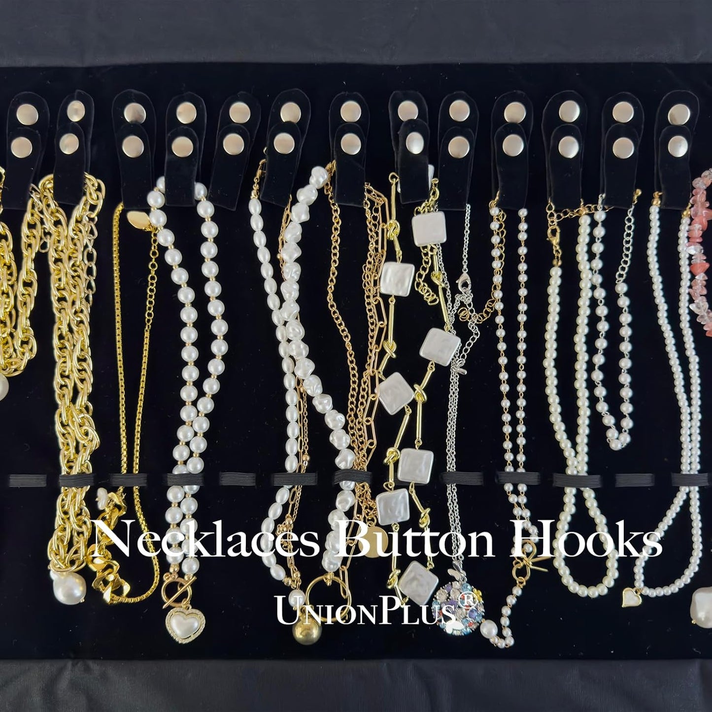 Estuche terciopelo joyas viaje con banda elástica negro