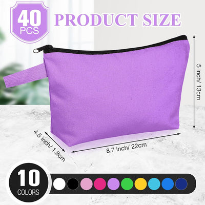 40 Bolsas Lona Cosméticos Viaje con Cremallera 10 Colores