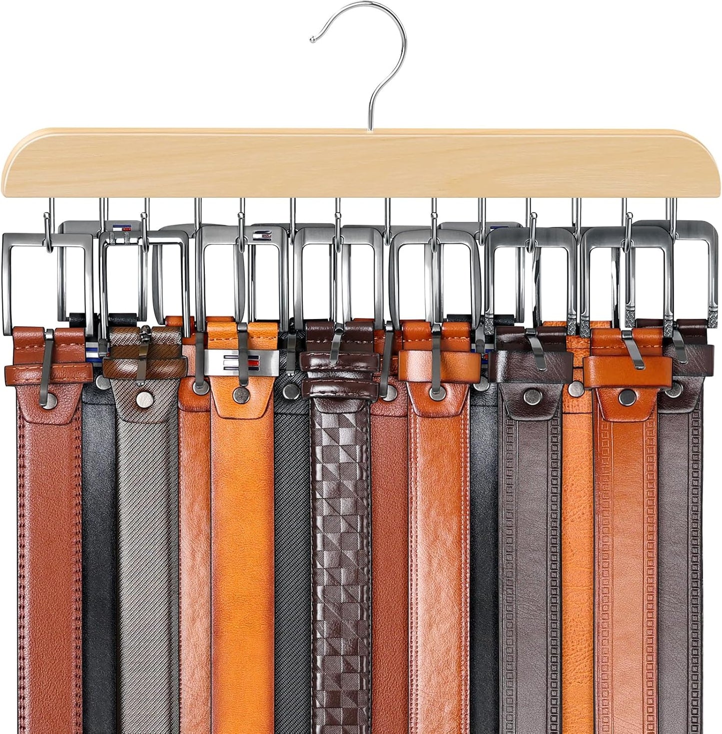 Colgador cinturones madera 14 ganchos para hombres