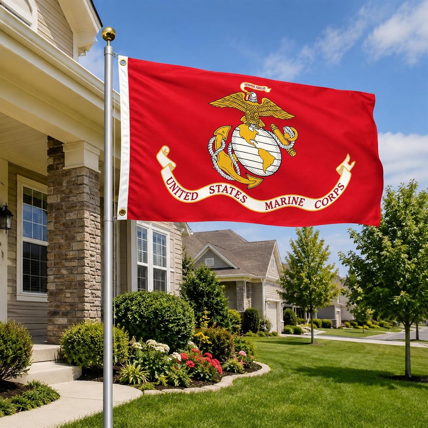 Bandera doble cara USMC 2x3ft lona resistente 3 capas