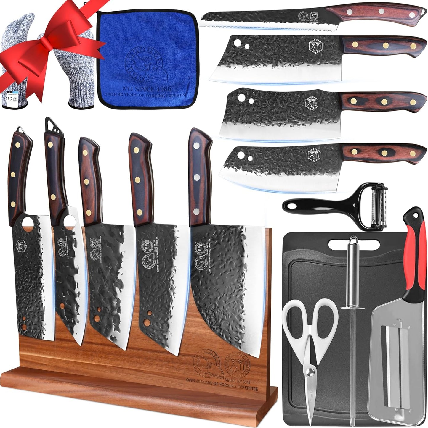 Set 9 Cuchillos Cocina Bloque Magnético Acero Alto Carbono