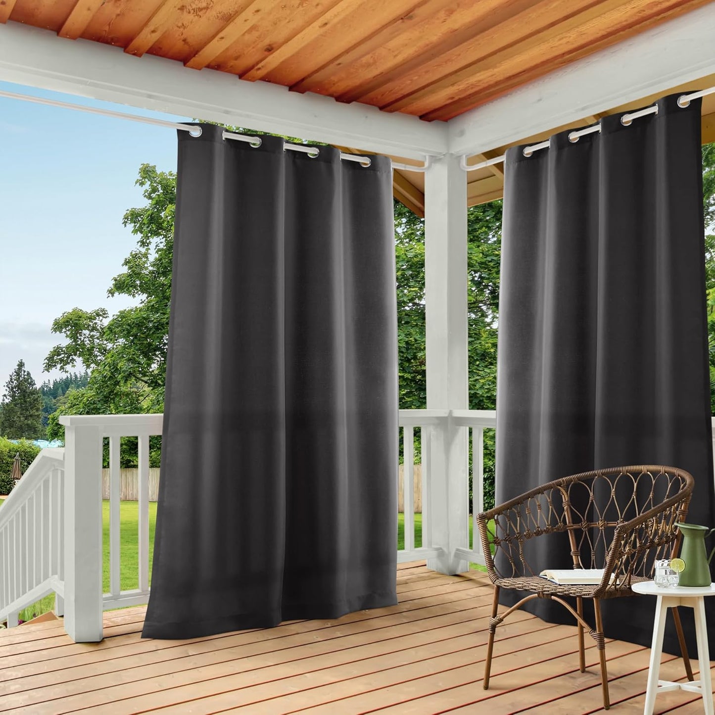2 Cortinas con ojales para interior y exterior