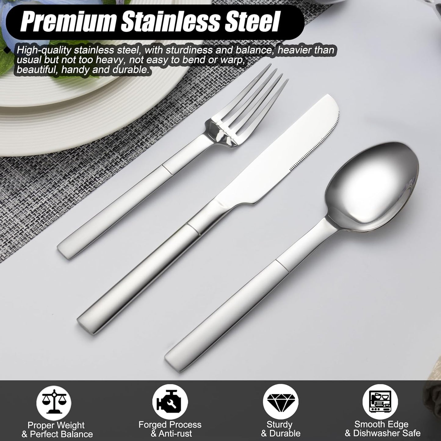 Set 40 cubiertos acero inox mango único