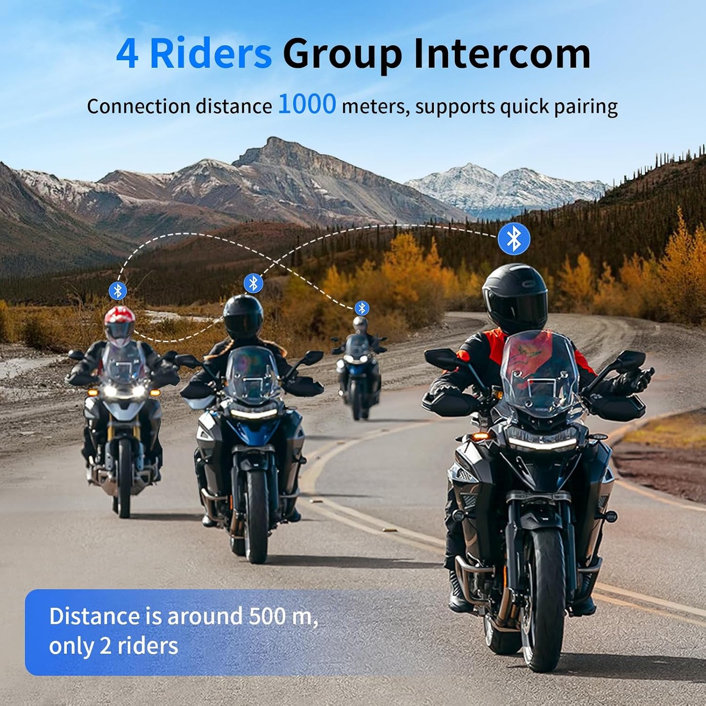 Auriculares Bluetooth para moto con intercomunicador 4 vías
