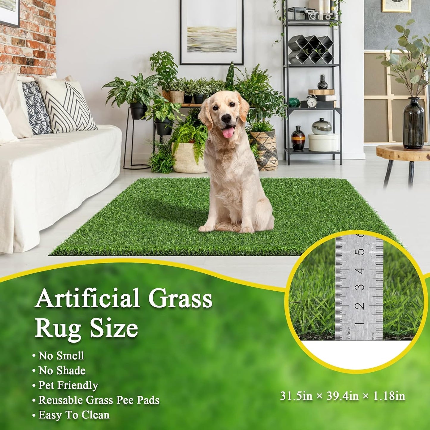 Alfombra césped artificial para perros drenaje interiores