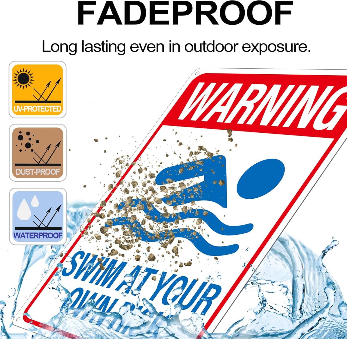 2 Carteles Aluminio Piscina 14x10" No Bucear