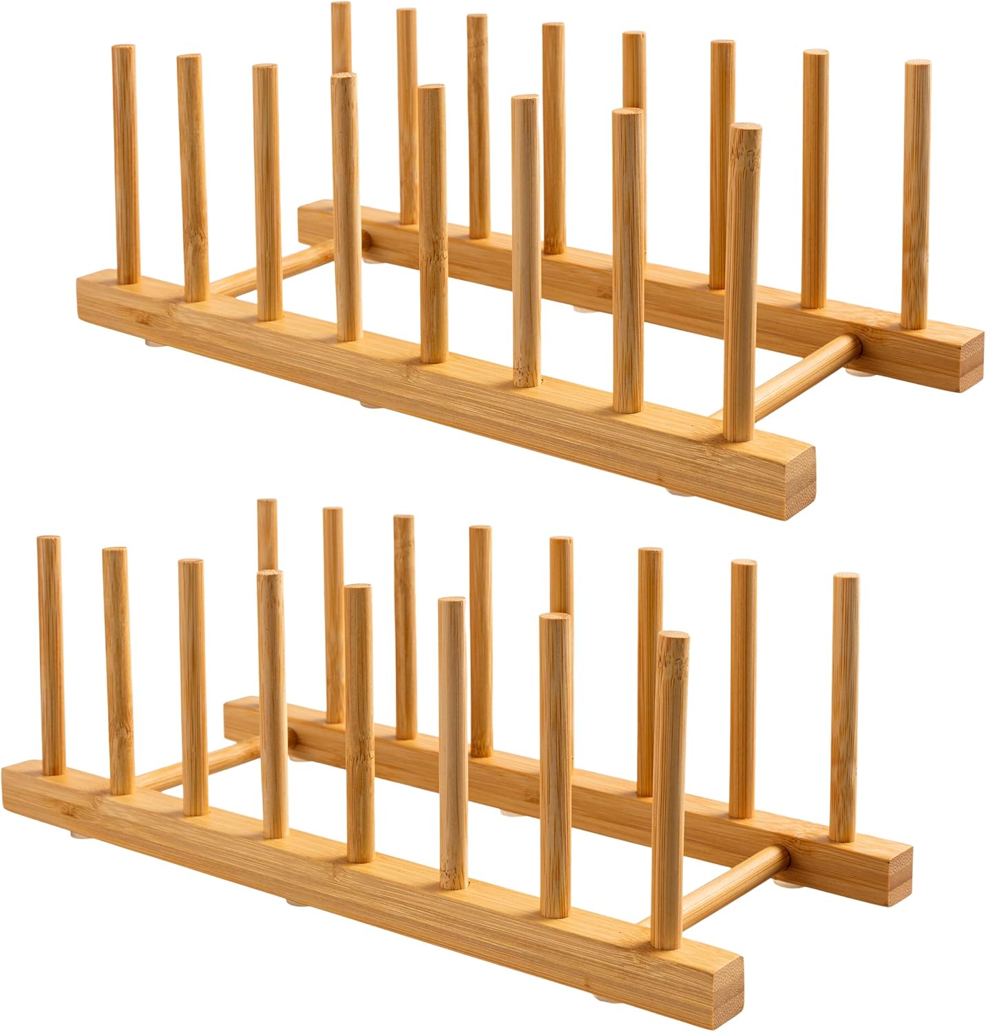 Pack 2 Soportes Bambú para Platos Tazas Ollas Armario Cocina