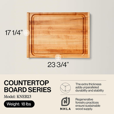 Tabla cortar arce 23.75x17.25pulg grosor 1.25pulg bloque