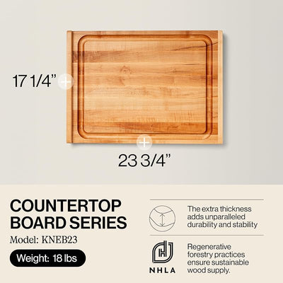 Tabla cortar arce 23.75x17.25pulg grosor 1.25pulg bloque
