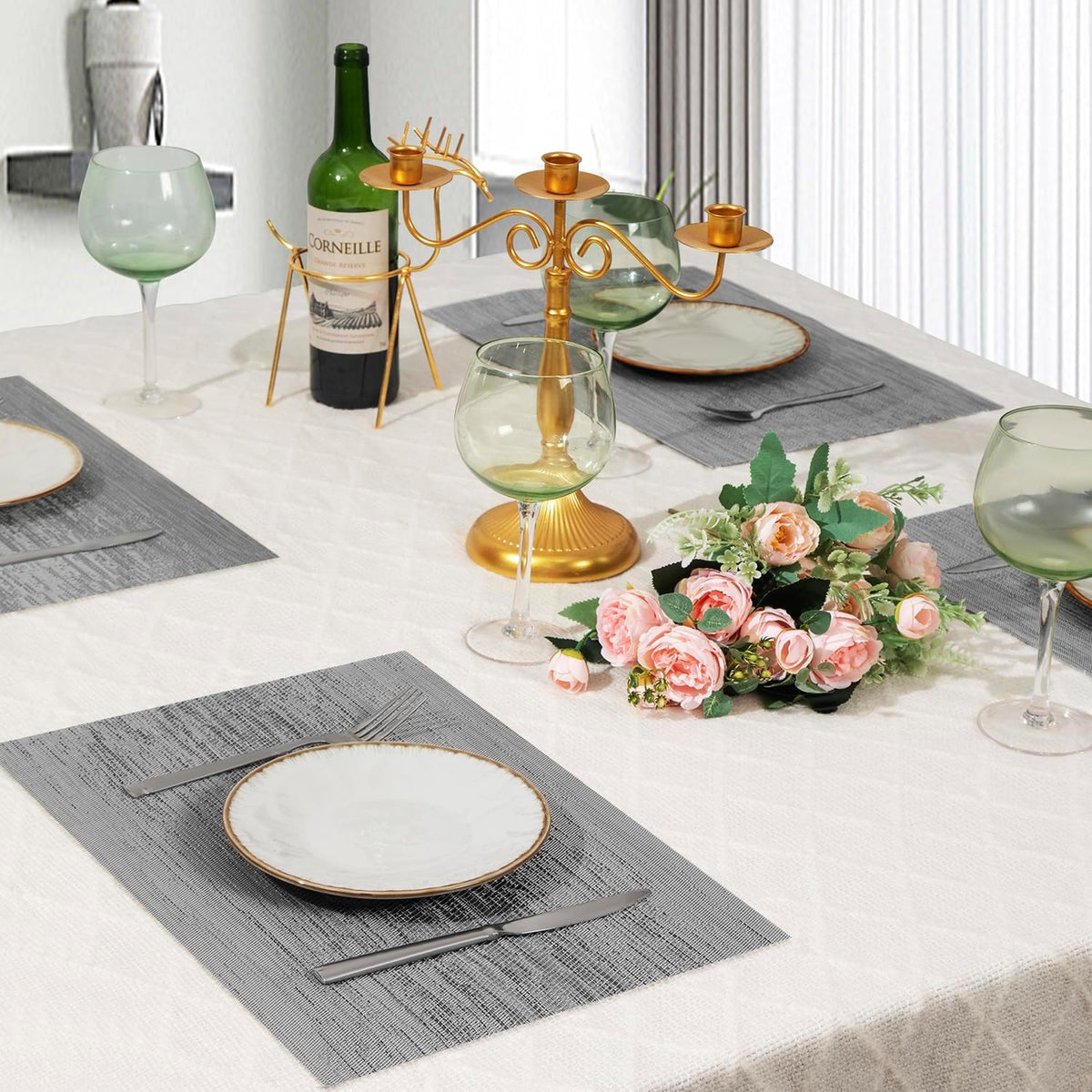 Manteles individuales PVC antideslizantes para comedor set 8