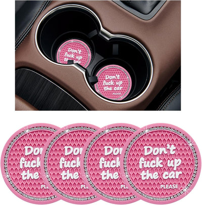 4 Posavasos Antiderrap para Auto Cristal Rosado Universal