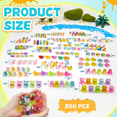 200 Pzas figuras animales resina luminiscente variedad