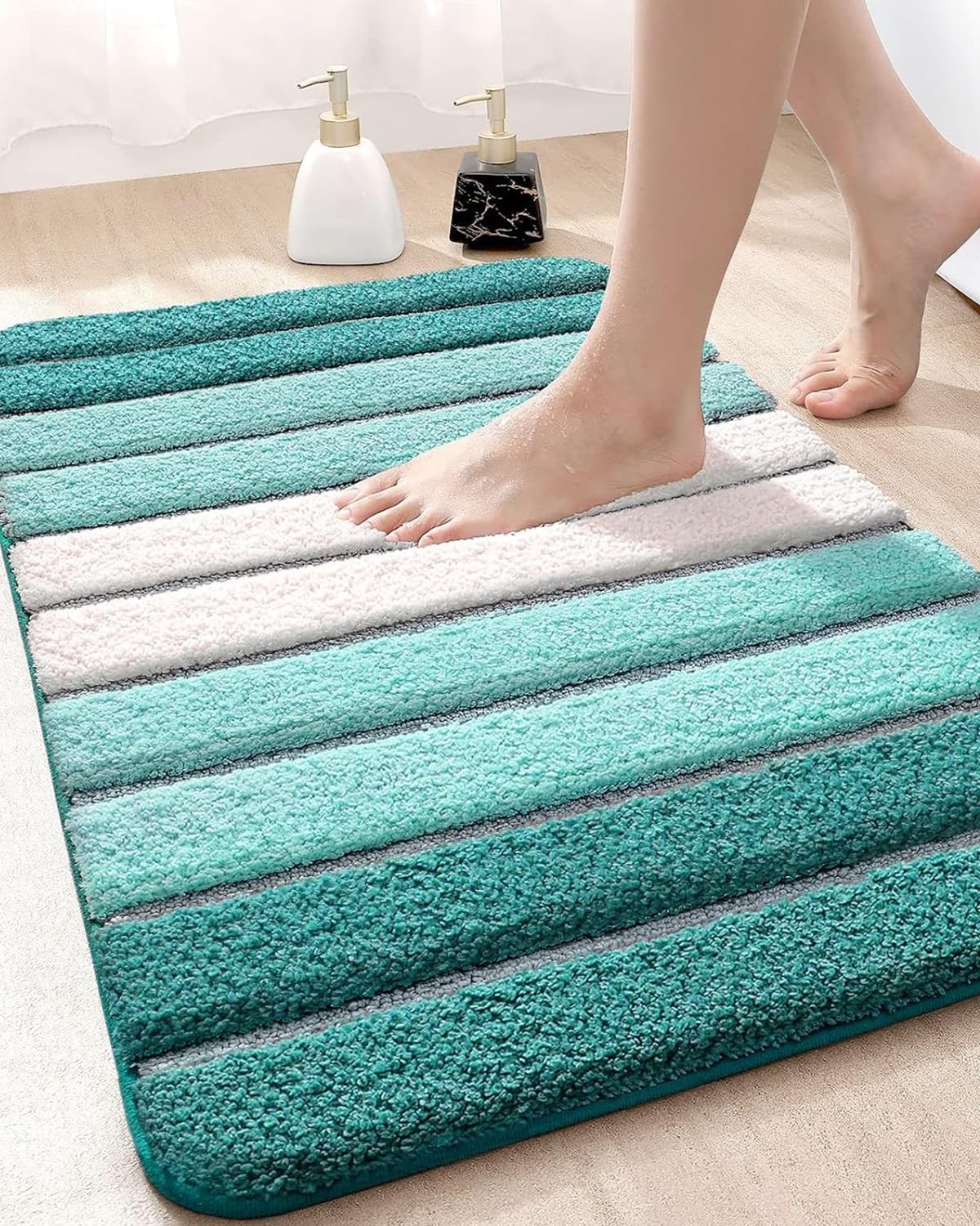 Tapete baño microfibra 32x20" antiderrap turquesa