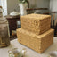 Cestas apilables tejidas con tapa set 4 colores beige