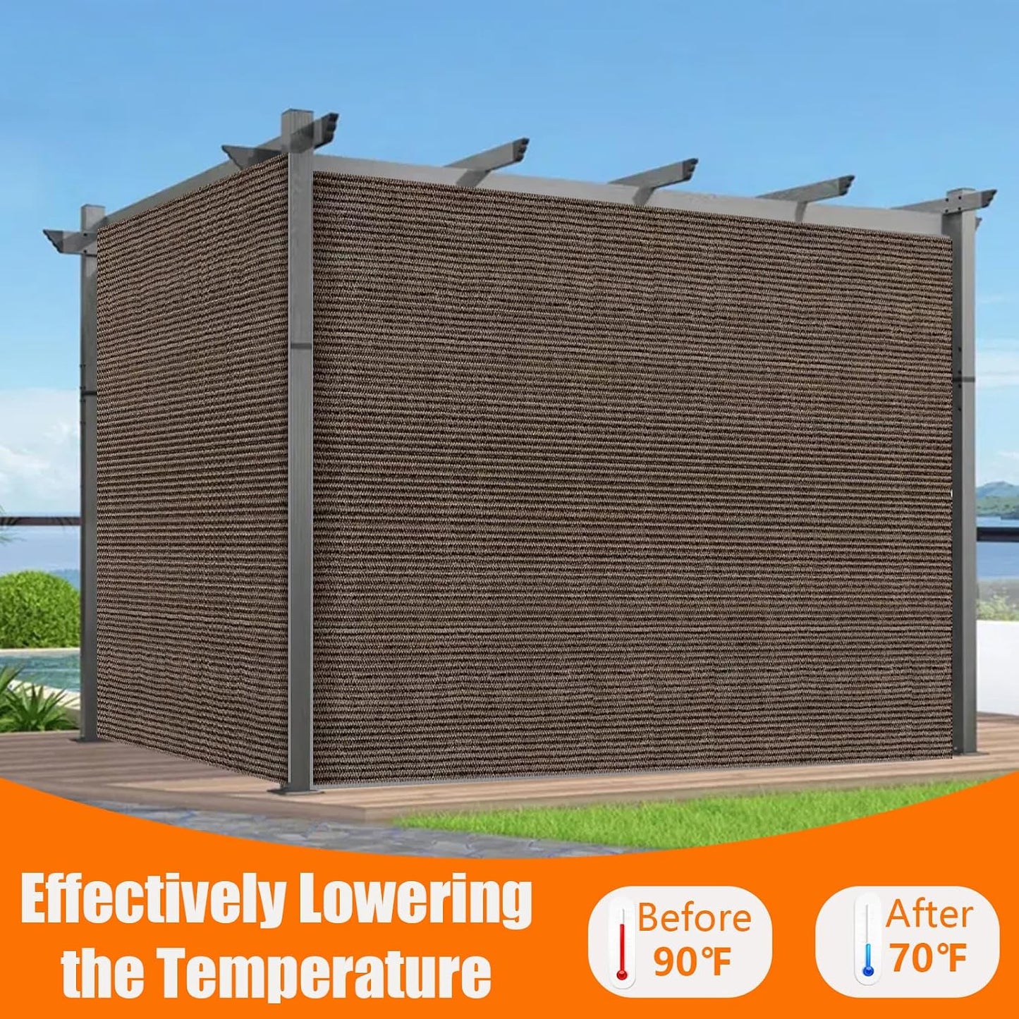 Tela para sol 6x15ft para terraza jardín toldo
