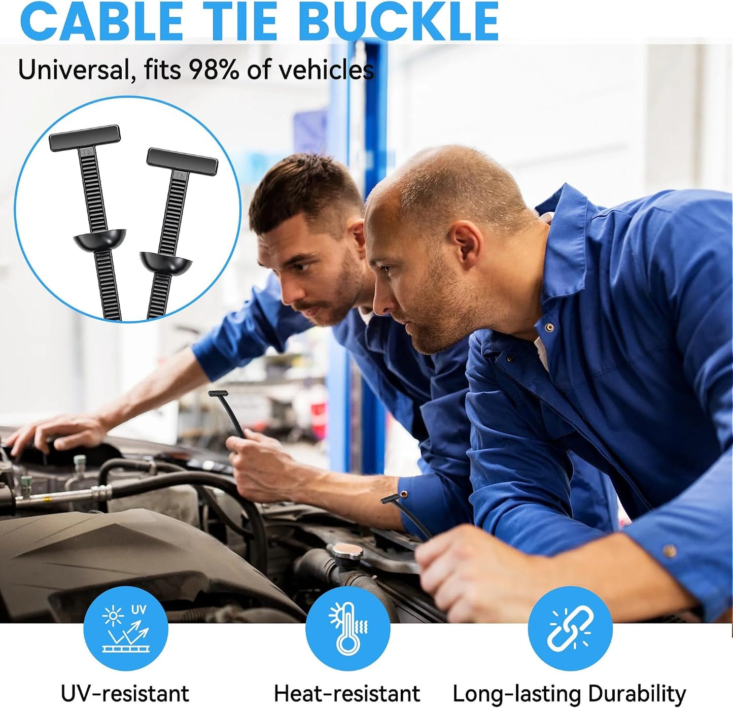 50 Hebillas Nailon para Cables con Pasador y Botón