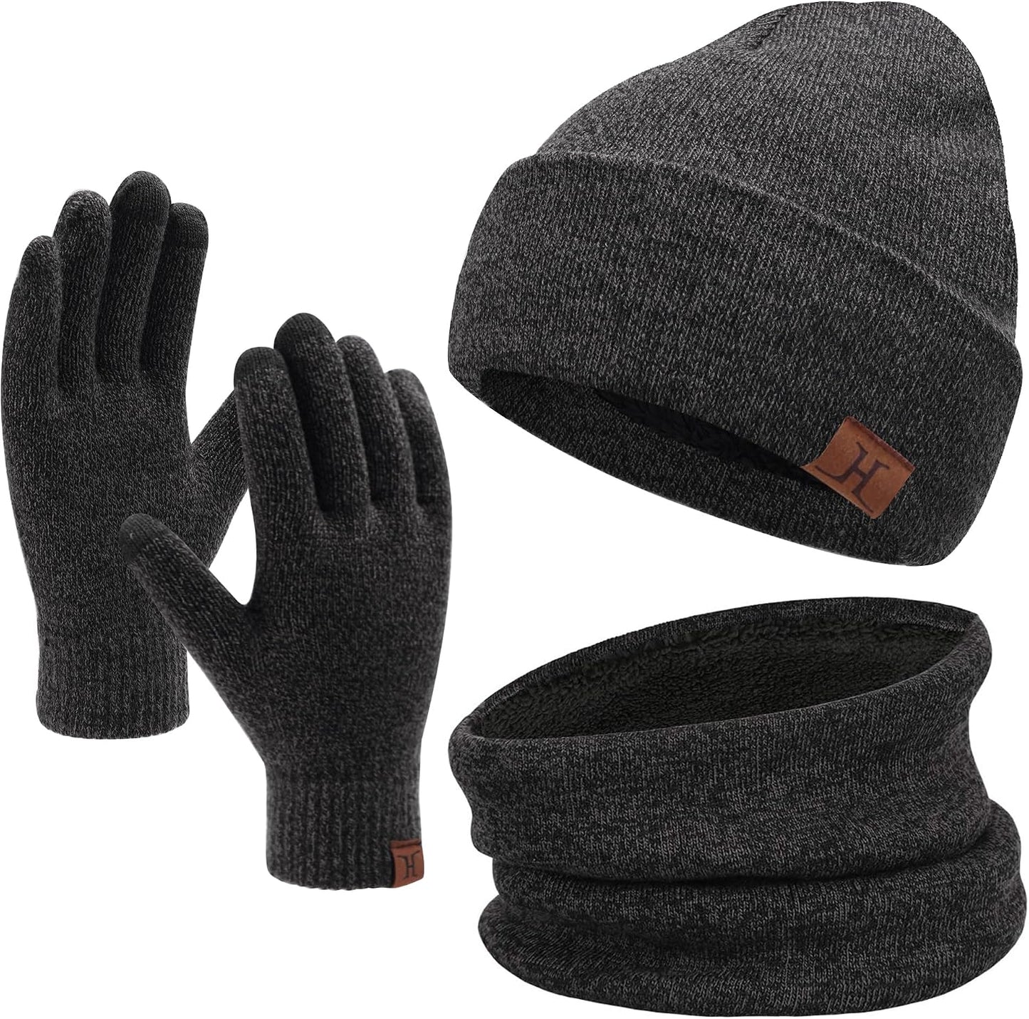 Kit gorro bufanda guantes tactiles con forro polar