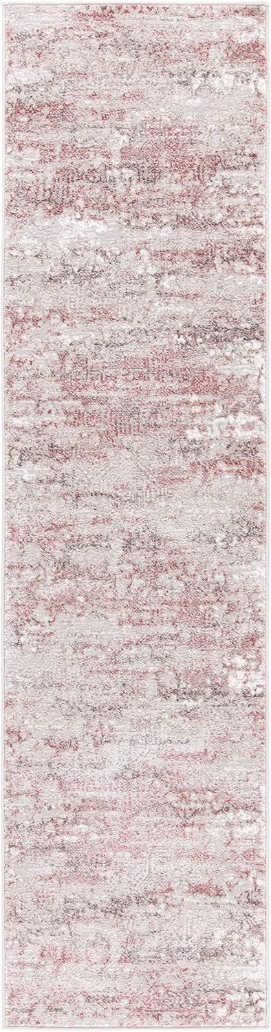Alfombra pasillo 2x8ft diseño abstracto moderno beige y rosa