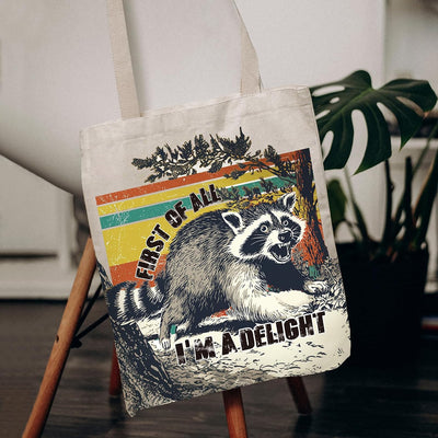 Bolsa regalo mapache reutiliz. mujer viaje