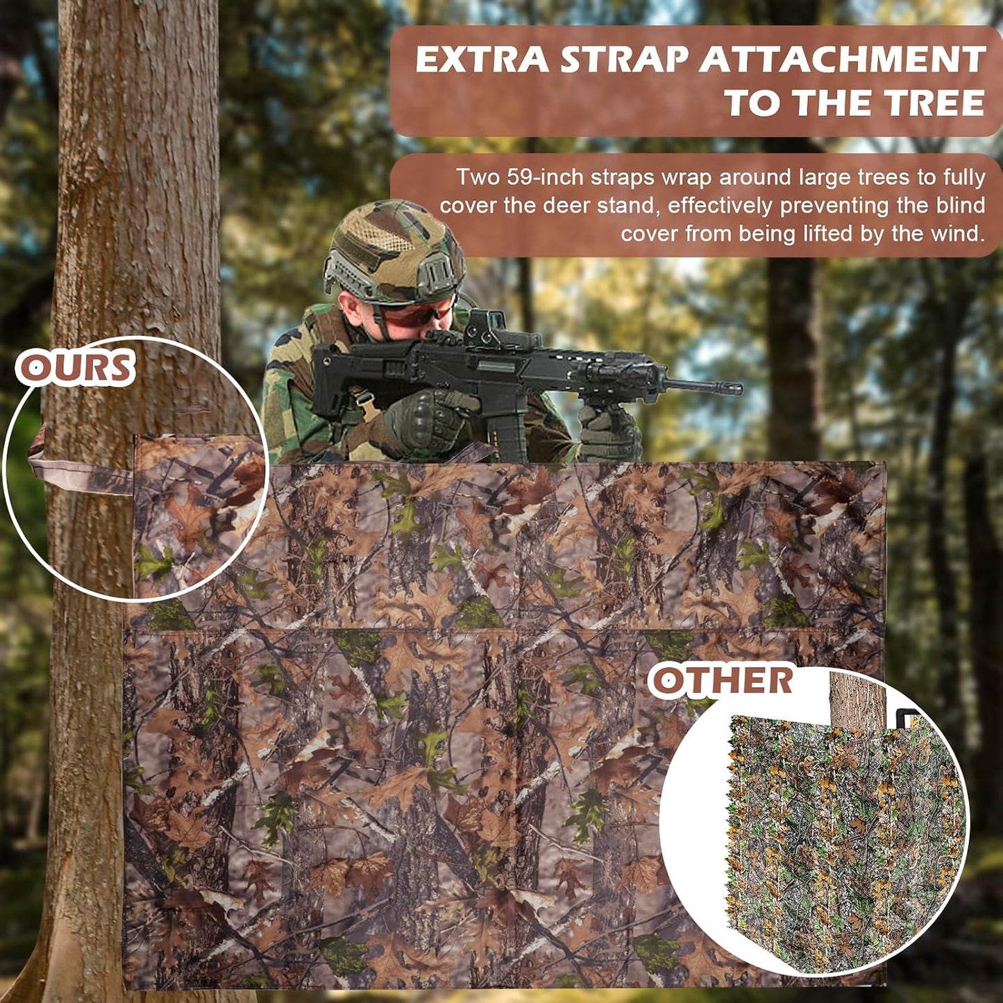 Cubierta ciega camuflaje 110x40" para caza de ciervos