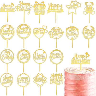 40 Pzas Decoración Acrílico Dorado Brillante Cumpleaños