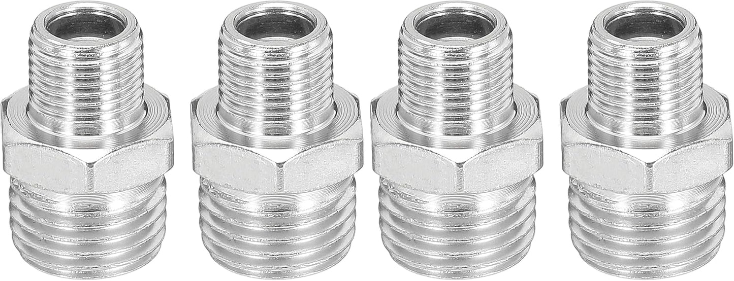 Adaptador manguera aire 1/8 a 1/4 BSP macho 2uds