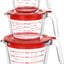 6 Tazas Vidrio Medidoras con Tapas 1-4 Tazas Asa Cocina
