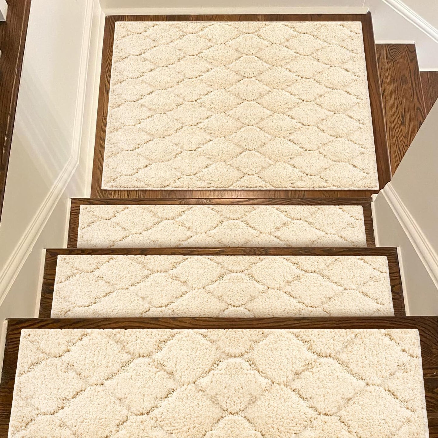 Alfombras antideslizantes escalones madera 30x30 reutilizables