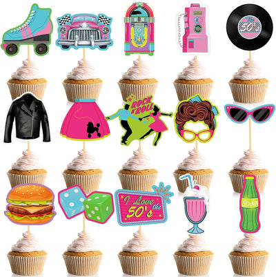 45 Pzas Decoración Cupcakes Estilo 50s 60s Rock