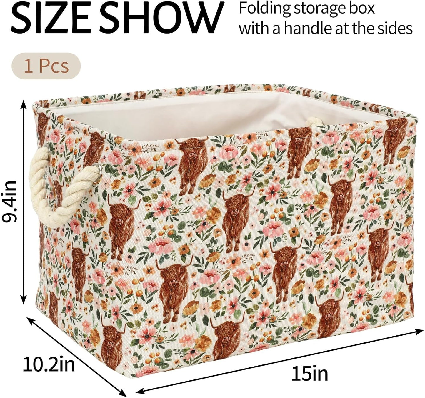 Cesta almacenamiento floral 15x10.2" plegable con asa