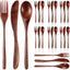 Set 24 Utensilios Madera para Comer Cubertería
