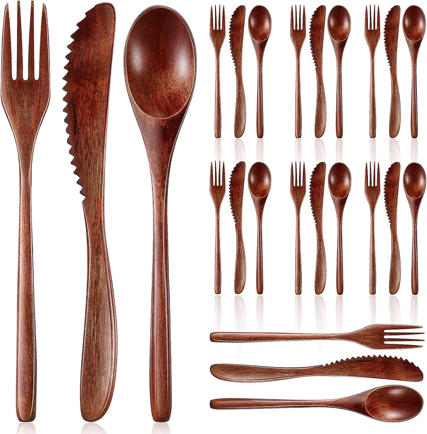 Set 24 Utensilios Madera para Comer Cubertería