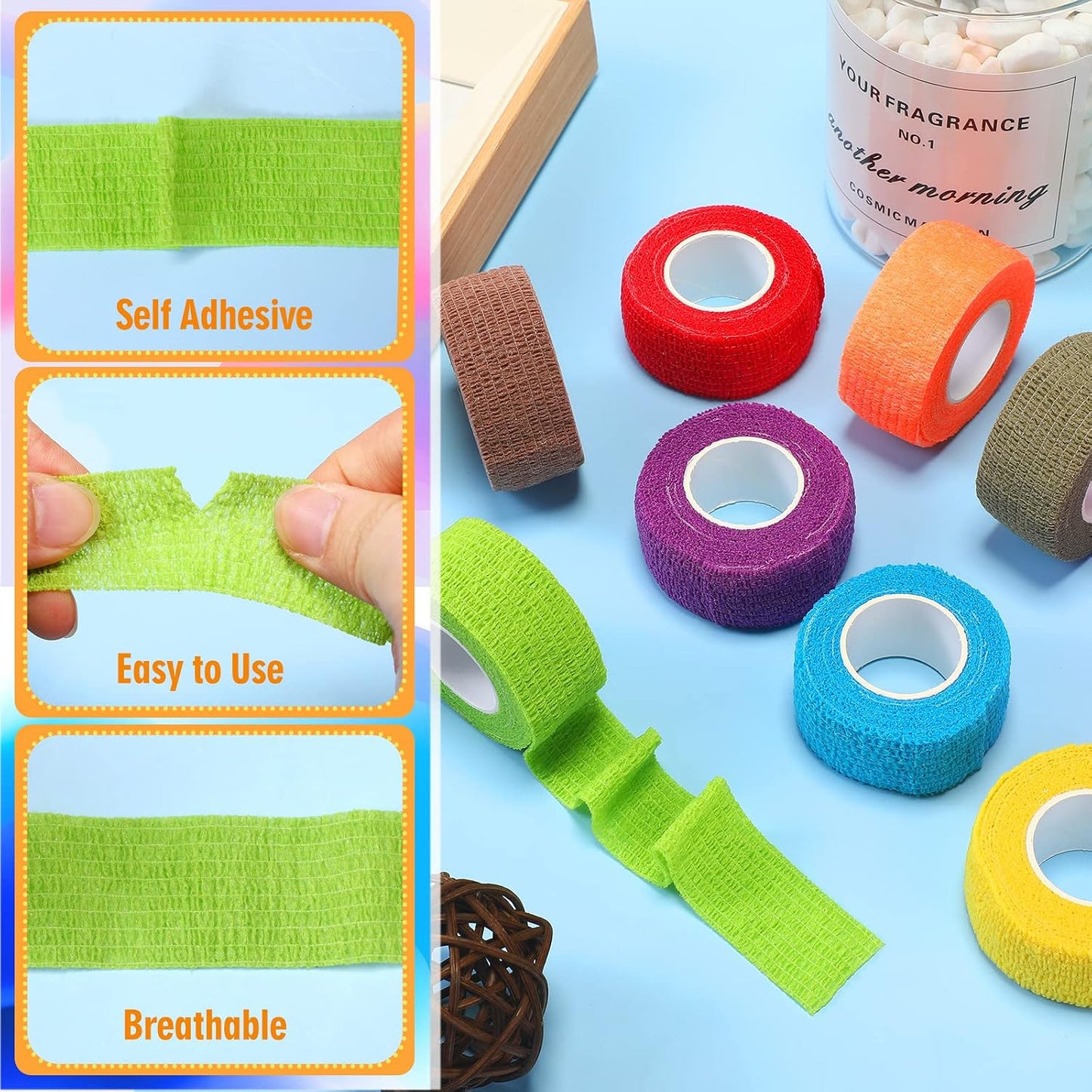 100 Vendajes Autoadhesivos 1" x5yd 20 Colores