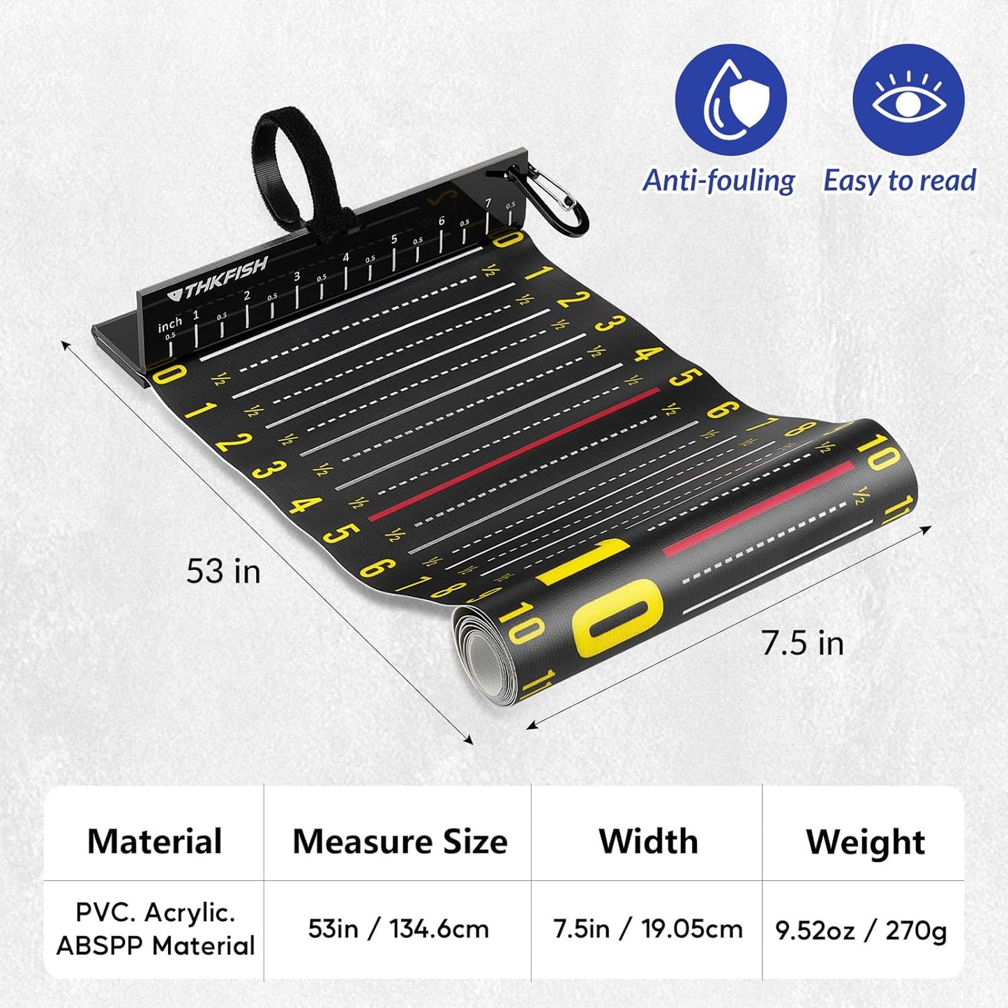 Regla pesca 53" plegable impermeable barco kayak