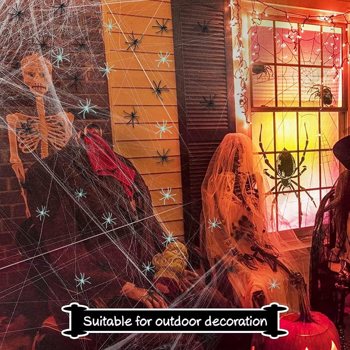 Decoración telaraña Halloween 1200ft² 100 arañas falsas