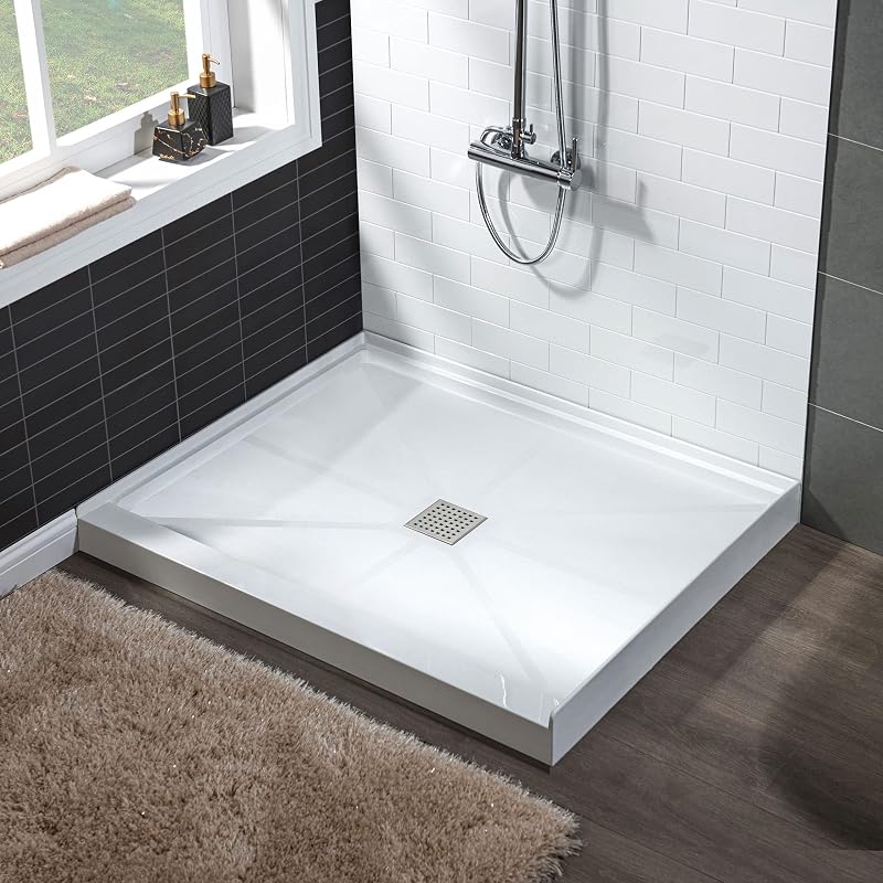 Base ducha sólida con cubierta drenaje níquel 36x36pulg