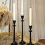 Portavelas cónico hierro juego 3 candelabros decorativos negro