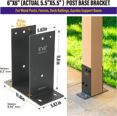 4 Bases poste acero inox 6x6 para barandilla terraza