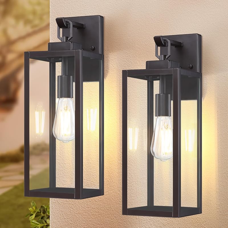 Luz porche exterior aplique E26 18" vidrio templado