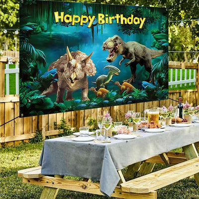 Cartel cumpleaños dinosaurios 6x3.6pies decoración fiesta niños