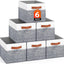 Cestas plegables tela asas cuero 14x10" set 6 blancas