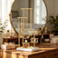 Soporte giratorio joyas ajustable blanco y dorado