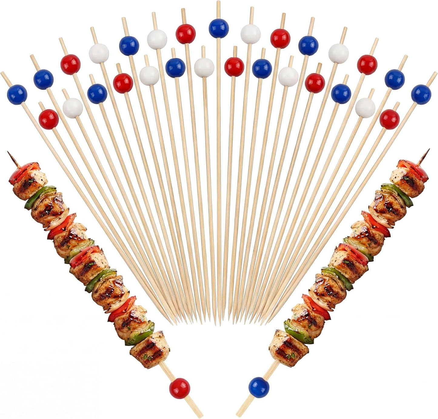 Set 200 palillos bambú rojo blanco azul para fiestas 4 de julio